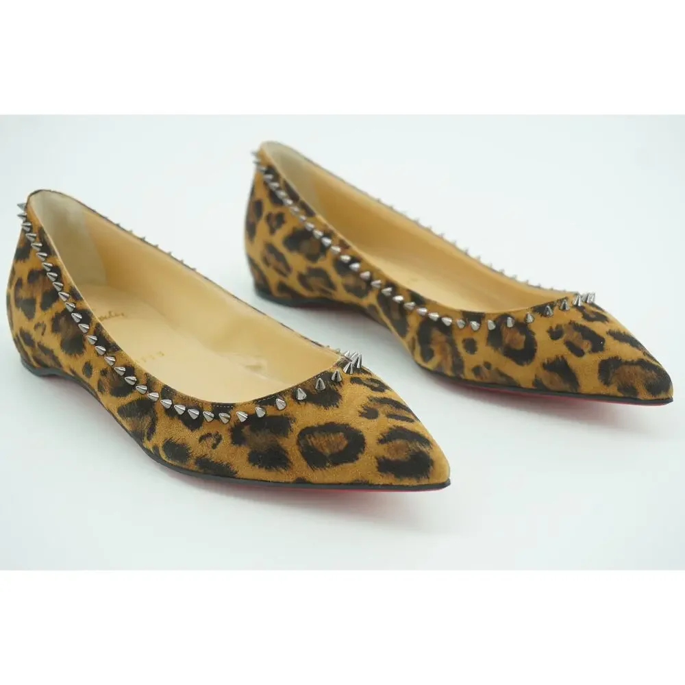 Christian Louboutin Leopard Print Anjalina Pointed Toe Flats
